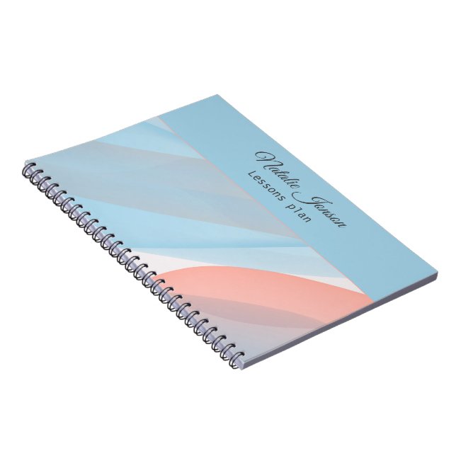Caderno Espiral Notebook com marinho azul coral com nome mínimo Es (Lado Direito)