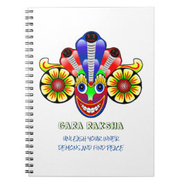 Caderno Espiral Notebook com máscara de raksha do Sri Lanka
