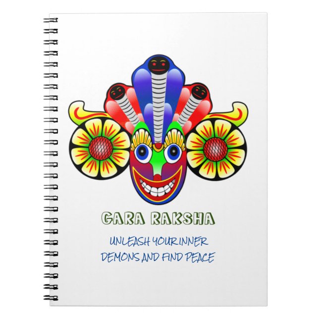 Caderno Espiral Notebook com máscara de raksha do Sri Lanka (Frente)