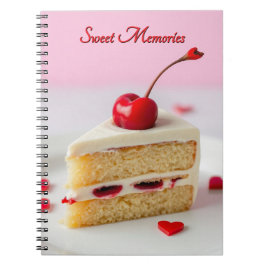 Caderno Espiral Notebook com memória doce Cereja no topo
