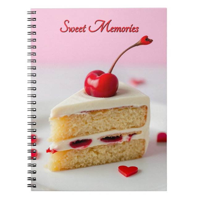 Caderno Espiral Notebook com memória doce Cereja no topo (Frente)