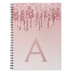 Caderno Espiral Notebook com minhocas cor-de-rosa-claro-Dourado Mo
