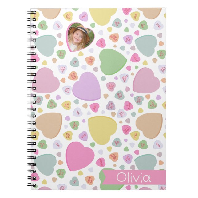 Caderno Espiral Notebook com Namorados de fotos Candy Hearts (Frente)