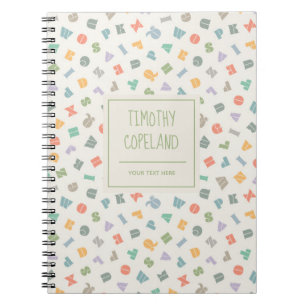 Caderno Espiral Notebook com nome personalizado alfabético ABC