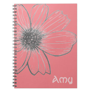 Caderno Espiral Notebook com nome personalizado lindo design de fl