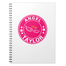 Notebook com nome personalizado princesa Anjo Rosa