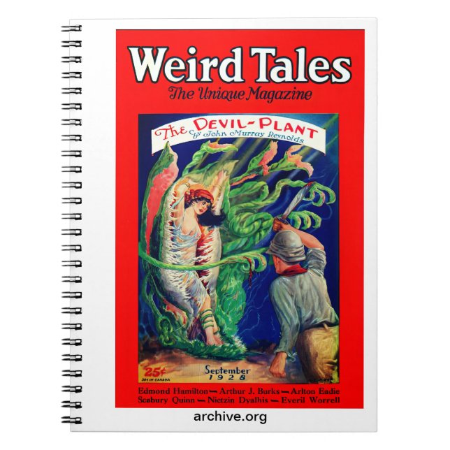 Caderno Espiral Notebook com o Cobrir da revista Weird Tales 1928 (Frente)