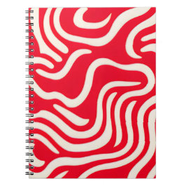 Caderno Espiral Notebook com padrão Abstrato vermelho e branco