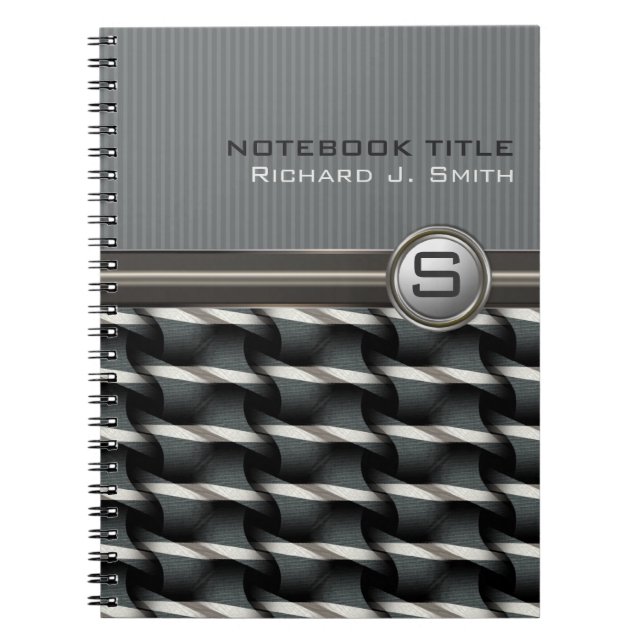 Caderno Espiral Notebook com padrão de aço de Abstrato de Cara leg (Frente)
