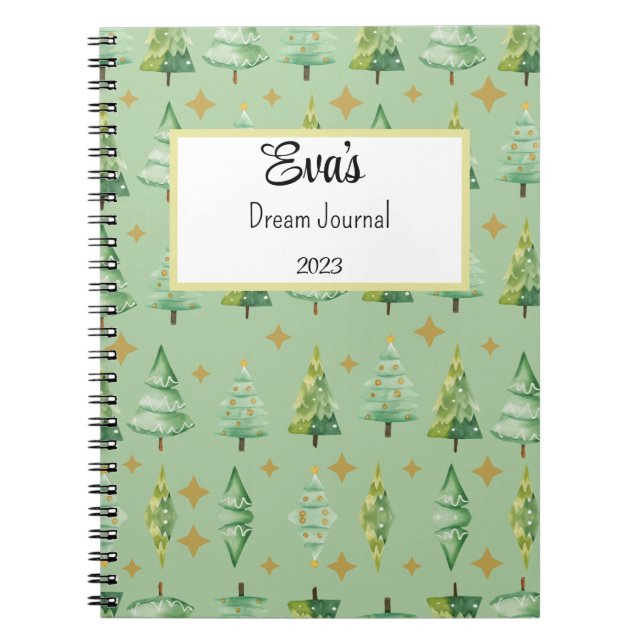 Caderno Espiral Notebook com padrão de árvore de Natal (Frente)