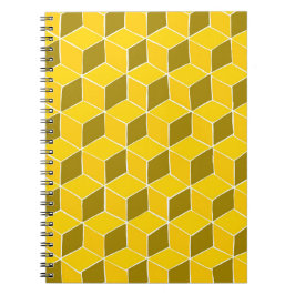 Caderno Espiral Notebook com padrão de colcha amarela