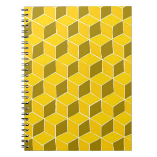 Caderno Espiral Notebook com padrão de colcha amarela