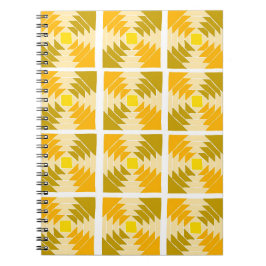 Caderno Espiral Notebook com padrão de colcha amarelo