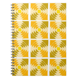Caderno Espiral Notebook com padrão de colcha amarelo