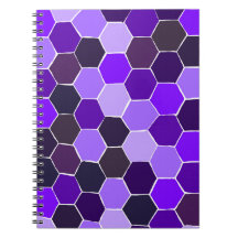 Notebook com padrão de colcha hexagonal roxo