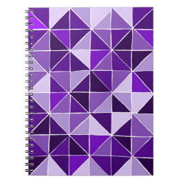 Caderno Espiral Notebook com padrão de colcha triangular roxo