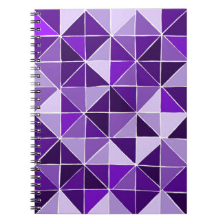 Caderno Espiral Notebook com padrão de colcha triangular roxo