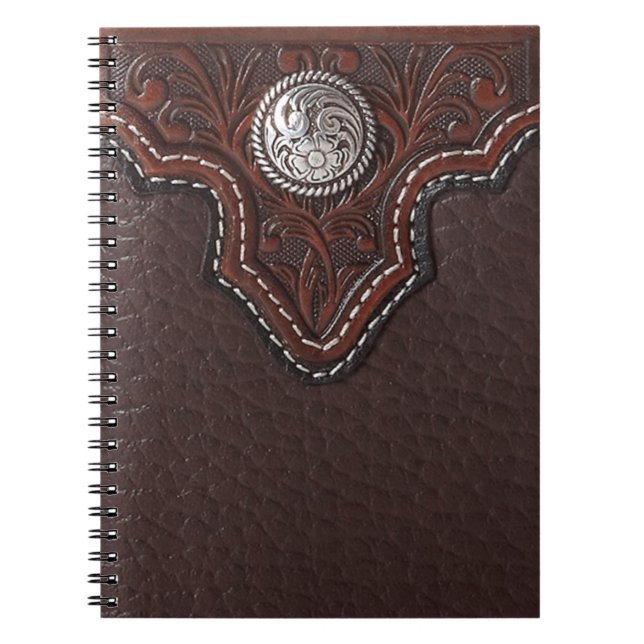 Caderno Espiral Notebook com padrão de couro artificial (Frente)