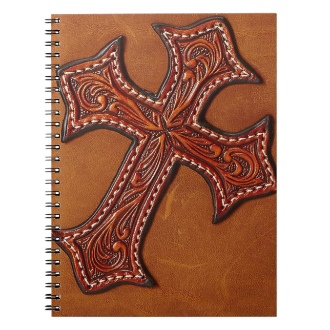 Caderno Espiral Notebook com padrão de couro artificial (Frente)