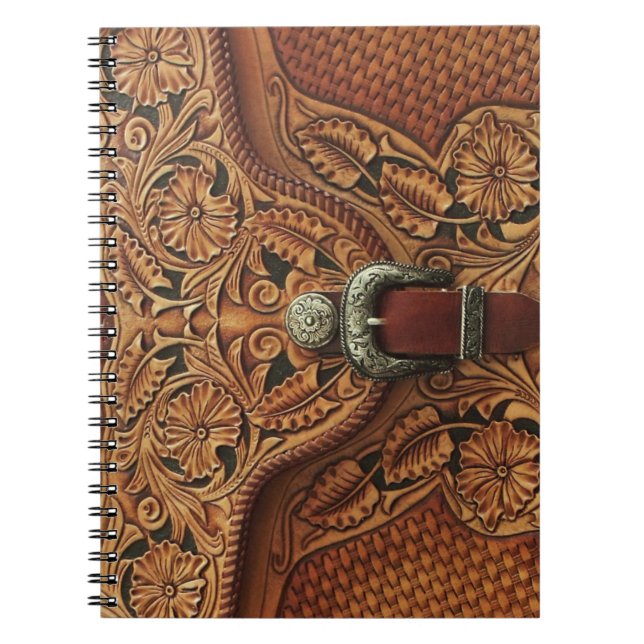 Caderno Espiral Notebook com padrão de couro artificial (Frente)