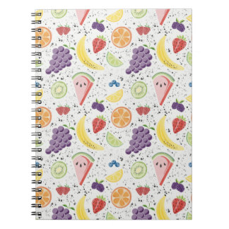 Caderno Espiral Notebook com padrão de fruta