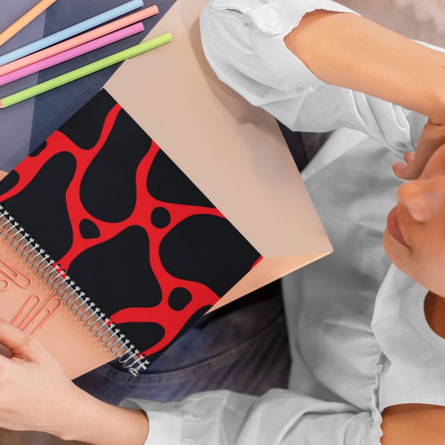 Caderno Espiral Notebook com padrão de girafa abstrato preto e ver (Criador carregado)