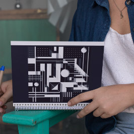 Caderno Espiral Notebook com padrão de grade futurístico