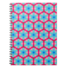 Caderno Espiral Notebook com padrão de hexágono rosa