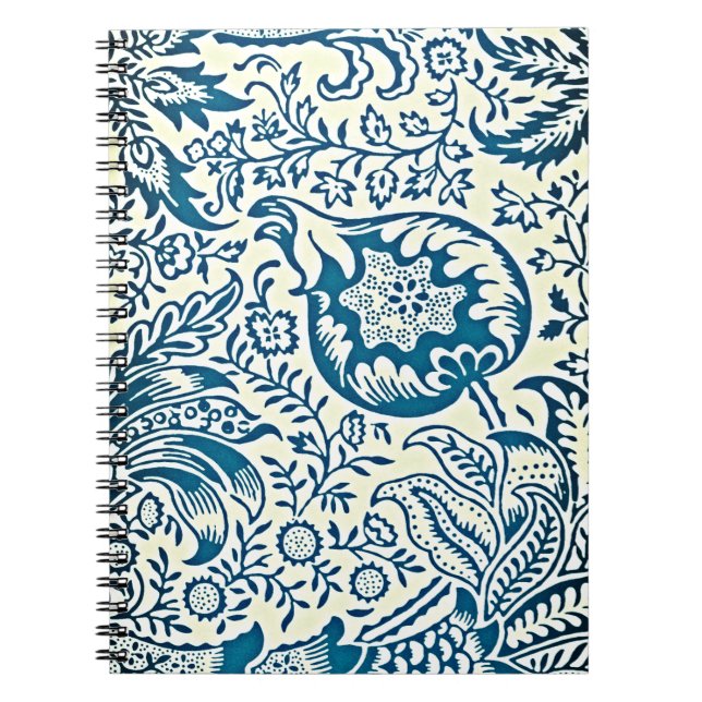 Caderno Espiral Notebook com padrão de imagem azul e branco na Índ (Frente)