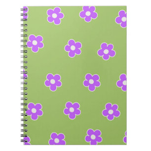 Caderno Espiral Notebook com padrão de ventilador Y2K Retro Roxo V