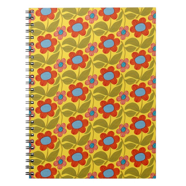 Caderno Espiral Notebook com padrão floral colorido (Frente)