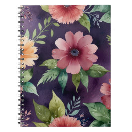 Caderno Espiral Notebook com Padrão Floral Espiral elegante