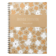 Notebook com padrão floral retrô
