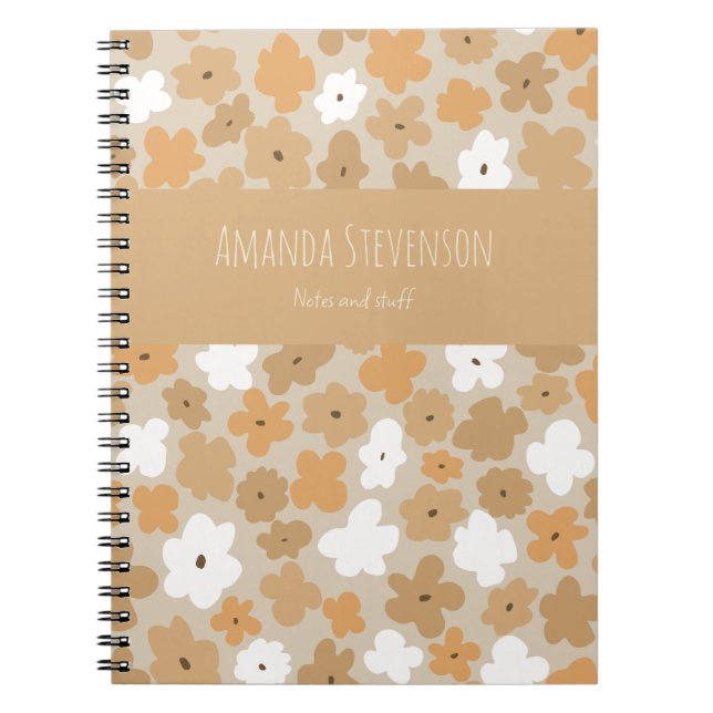 Caderno Espiral Notebook com padrão floral retrô (Frente)