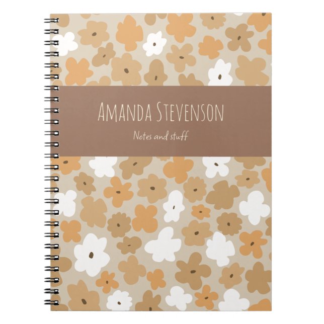 Caderno Espiral Notebook com padrão floral retrô (Frente)
