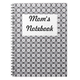 Caderno Espiral Notebook com padrão gráfico em preto e Cinza