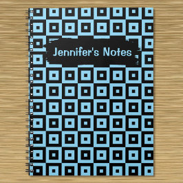 Caderno Espiral Notebook com padrão quadrado geométrico abstrato