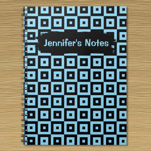 Caderno Espiral Notebook com padrão quadrado geométrico abstrato