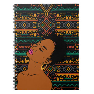 Caderno Espiral Notebook com padrão tribal para mulheres negras