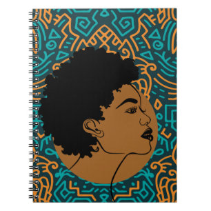 Caderno Espiral Notebook com padrão tribal para mulheres negras