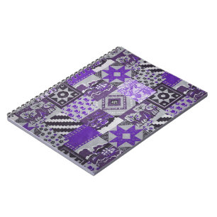Caderno Espiral Notebook com patch roxo