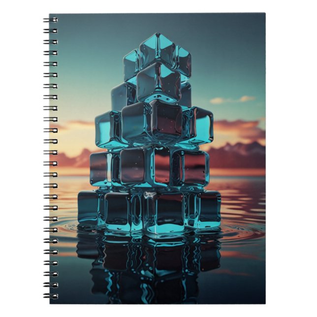 Caderno Espiral Notebook com pirâmide de Cubo de Vidro - Sunset Tr (Frente)