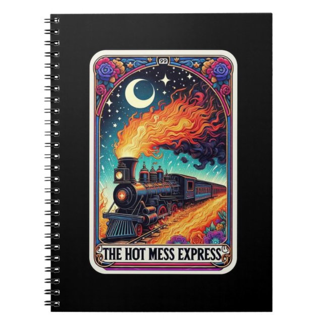 Caderno Espiral Notebook com placa de tarô hot Mess Express (Frente)