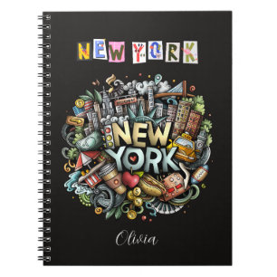 Caderno Espiral Notebook com porta Nova Iorque personalizado