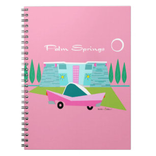 Caderno Espiral Notebook com Primaveras de palma cor-de-rosa para