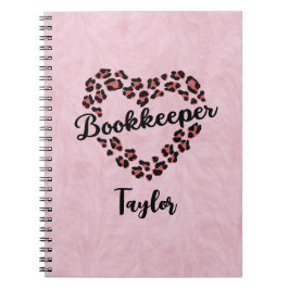 Caderno Espiral Notebook com quadro de coração Leopard