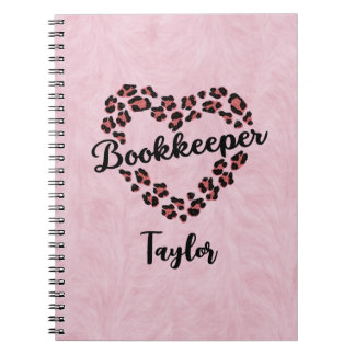 Caderno Espiral Notebook com quadro de coração Leopard