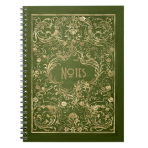 Notebook com quadro verde e Dourado em ornamentado
