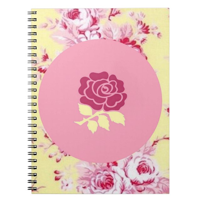 Caderno Espiral Notebook com Rosa chic (Frente)