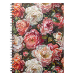 Caderno Espiral Notebook com Rosa de pintura a óleo
